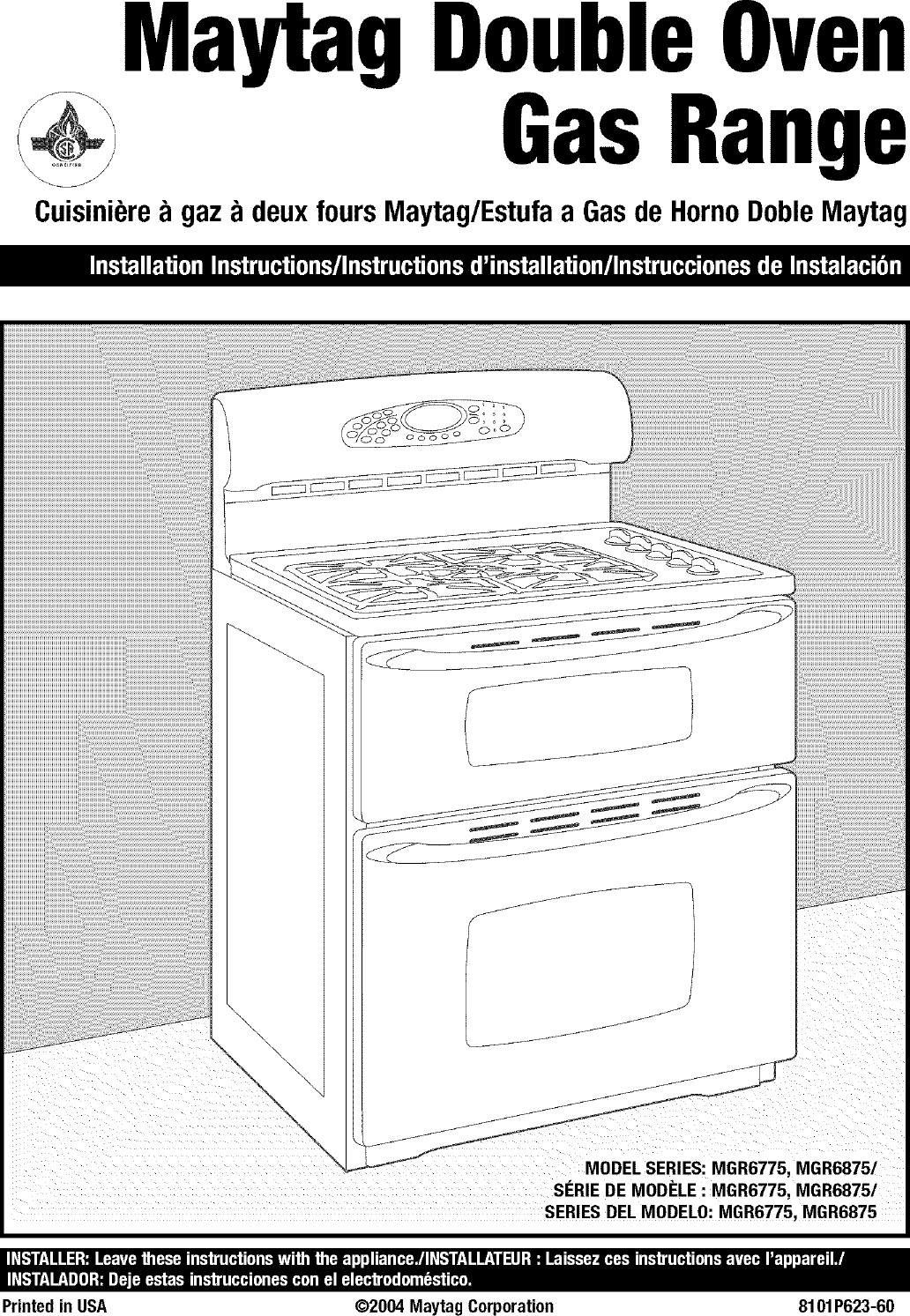 MAYTAG Free Standing, Gas Manual L0409134