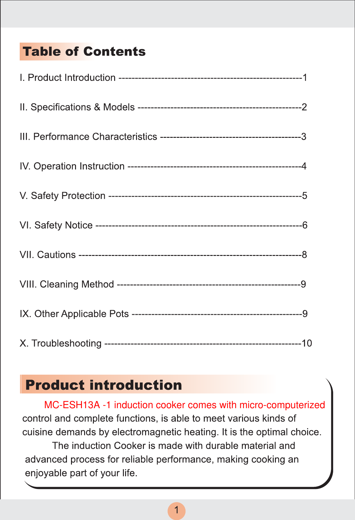 MC-ESH13A -1 induction cooker comes with micro-computerized