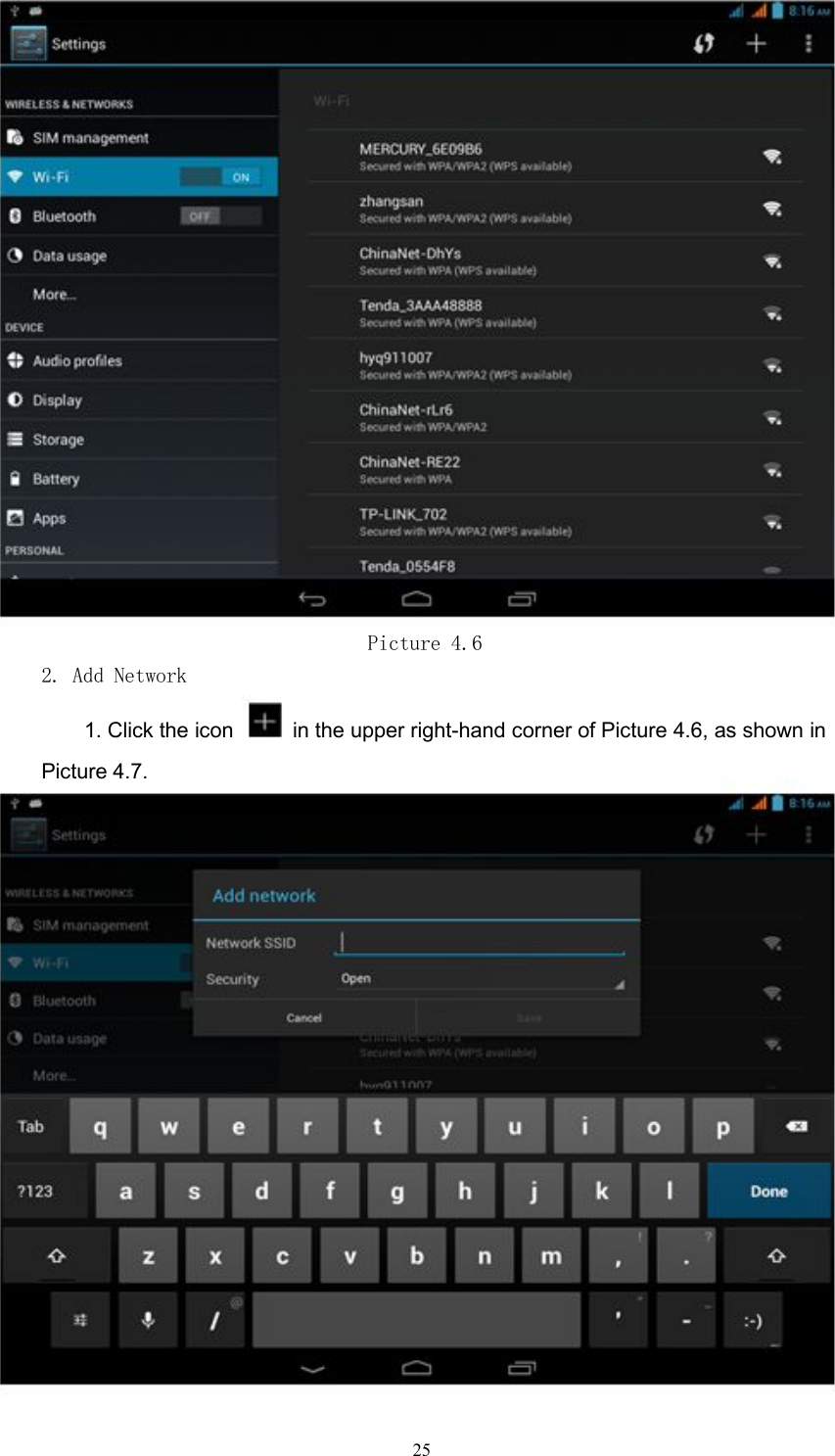 Picture 4.62. Add Network1. Click the icon in the upper right-hand corner of Picture 4.6, as shown inPicture 4.7.25