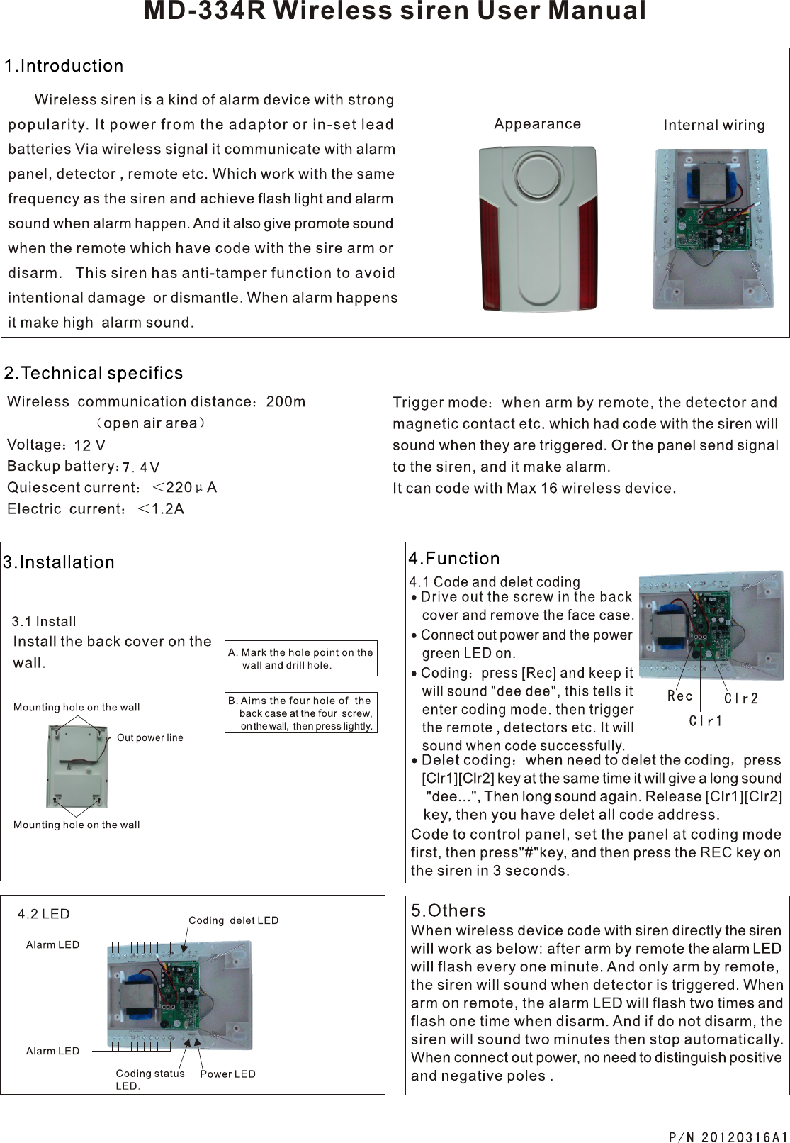 MD-334R Wireless siren User Manual
