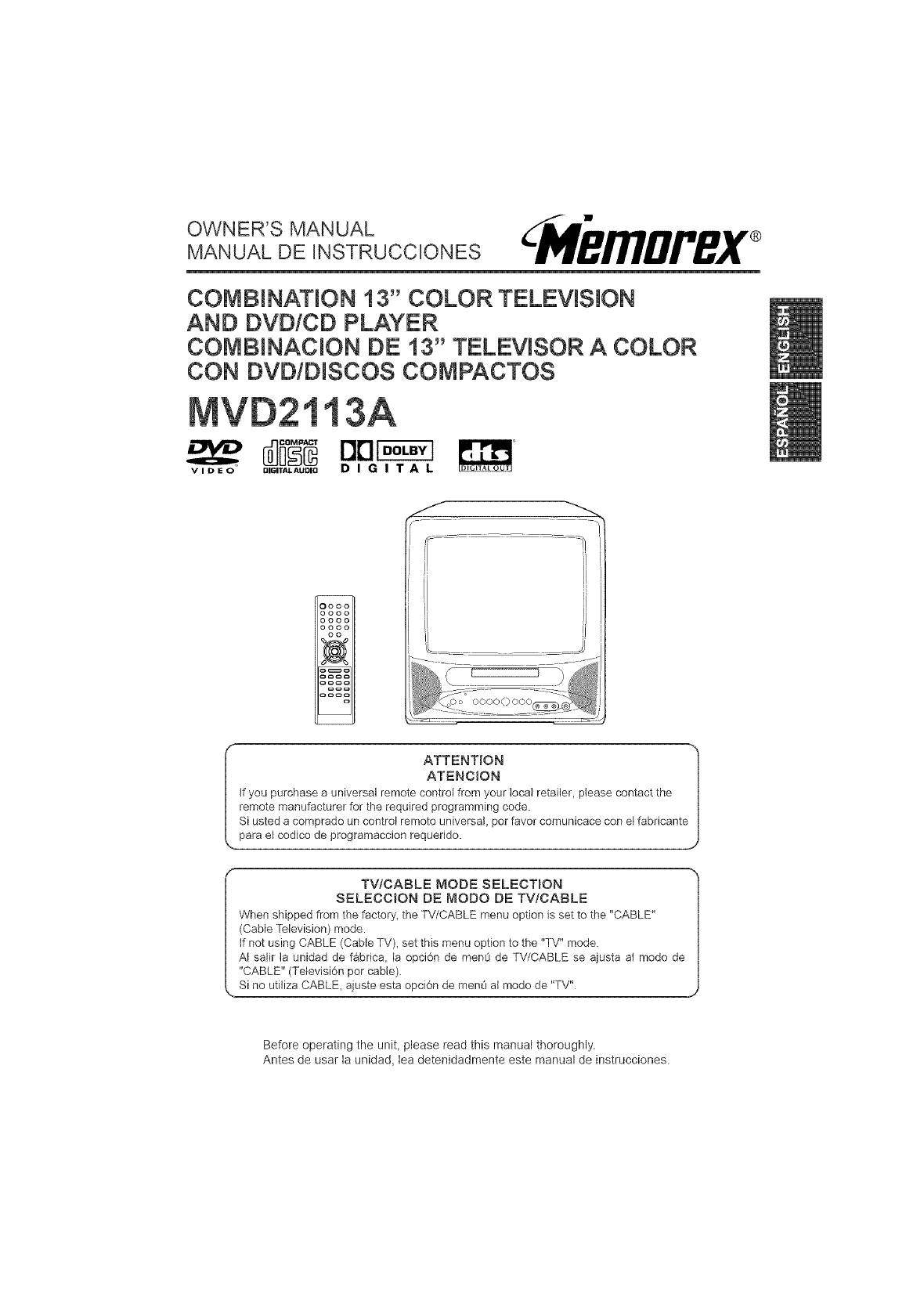 Manual de instrucciones del control remoto universal de TV por