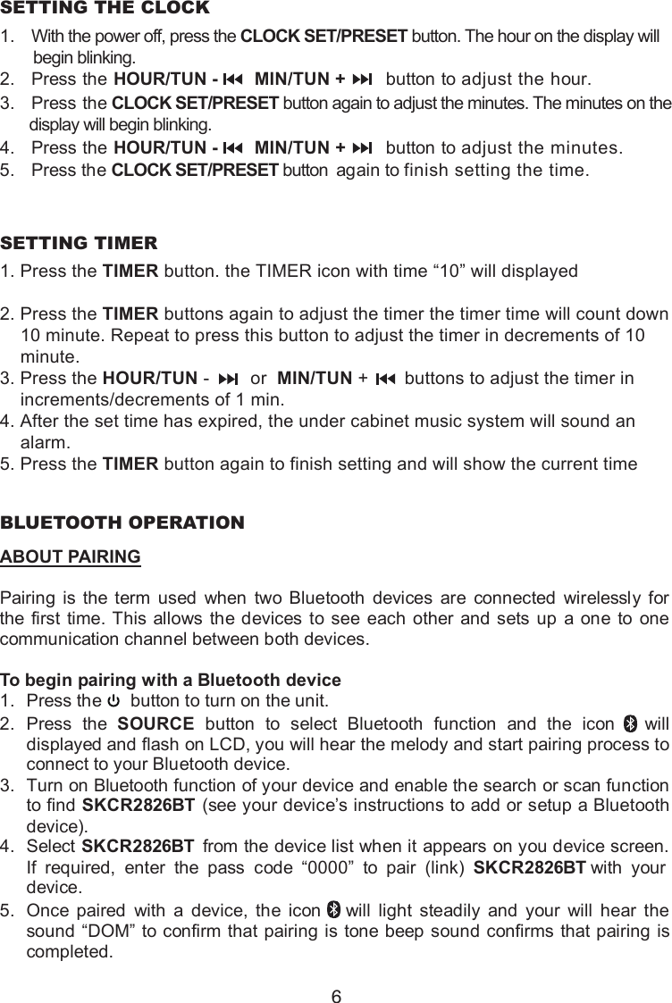 Page 7 of MET METYH016 BLUETOOTH KITCHEN UNDERCOUNTER CLOCK RADIO User Manual 