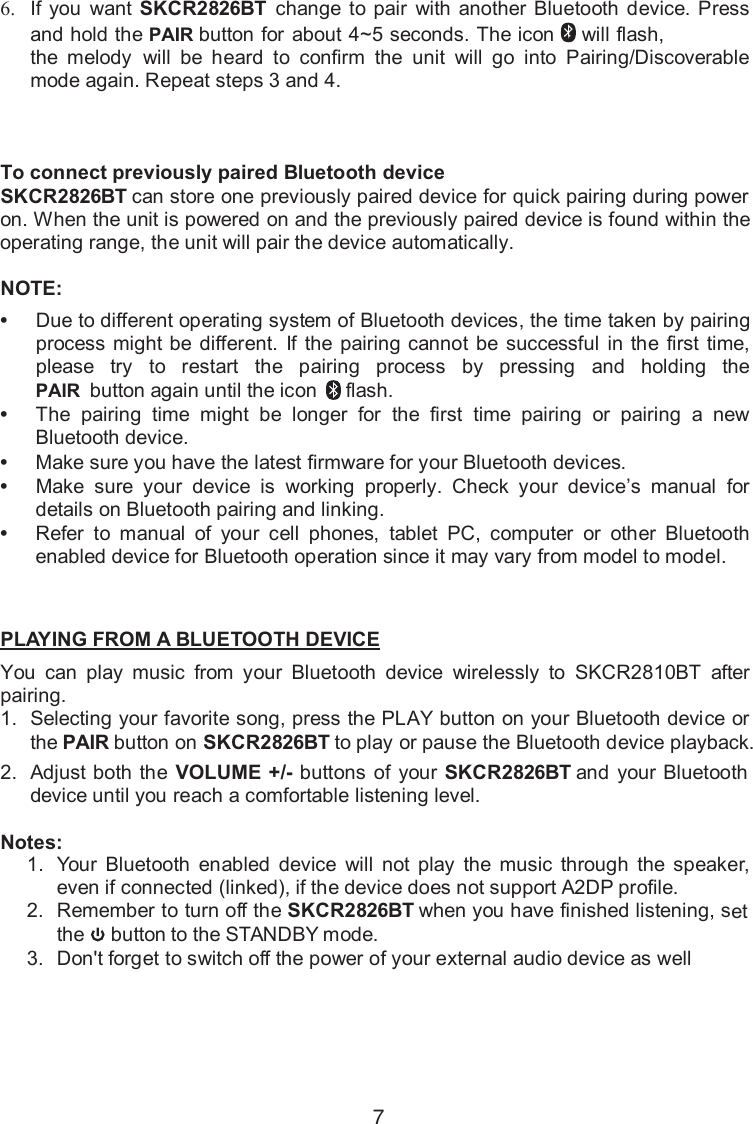 Page 8 of MET METYH016 BLUETOOTH KITCHEN UNDERCOUNTER CLOCK RADIO User Manual 