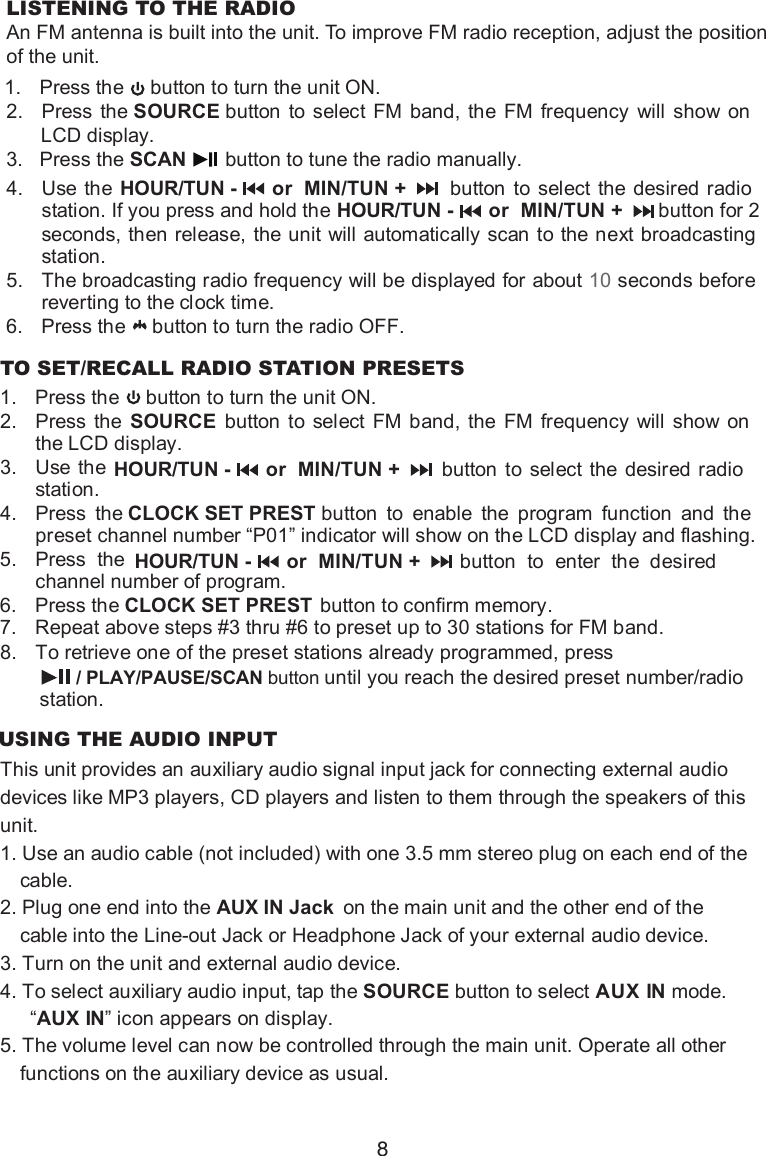 Page 9 of MET METYH016 BLUETOOTH KITCHEN UNDERCOUNTER CLOCK RADIO User Manual 