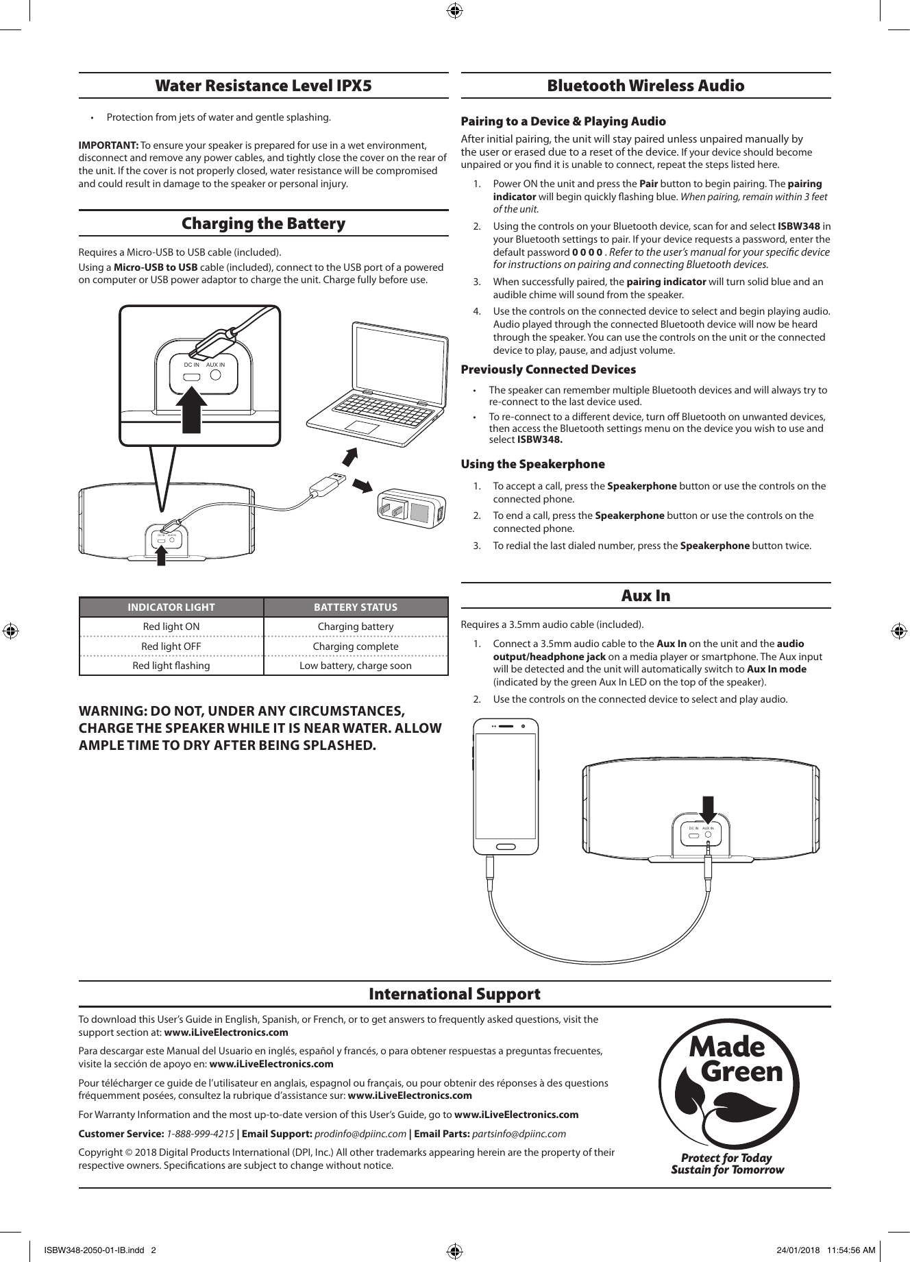 Page 2 of MET MTYH348 Waterproof Wireless Speaker User Manual 