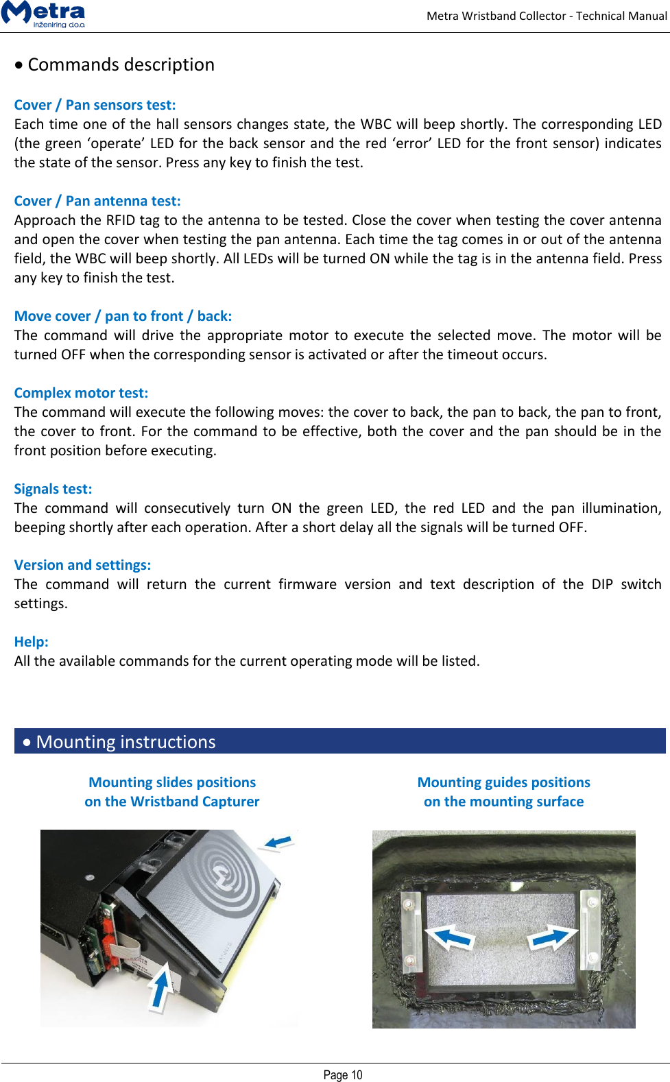 Page 9 of METRA INZENIRING D O O 0006P1389 Metra Wristband Collector User Manual Door Access Terminal Technical Manual