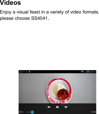 VideosEnjoy a visual feast in a variety of video formats,please choose SS4041.