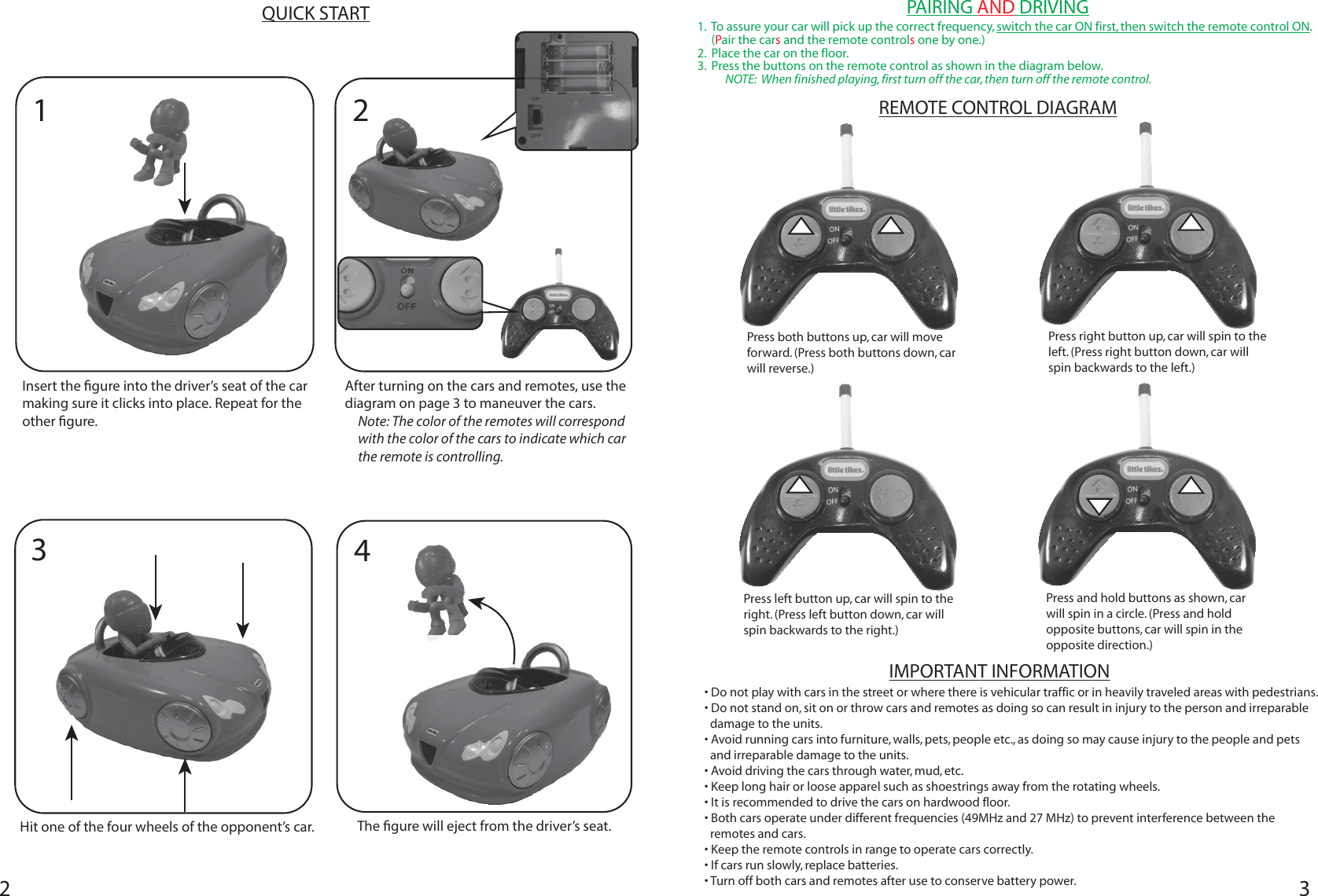 Page 2 of MGA Entertainment 643330RX RC Bumper Car User Manual 643330 Little Tikes RC Bumper Cars R0