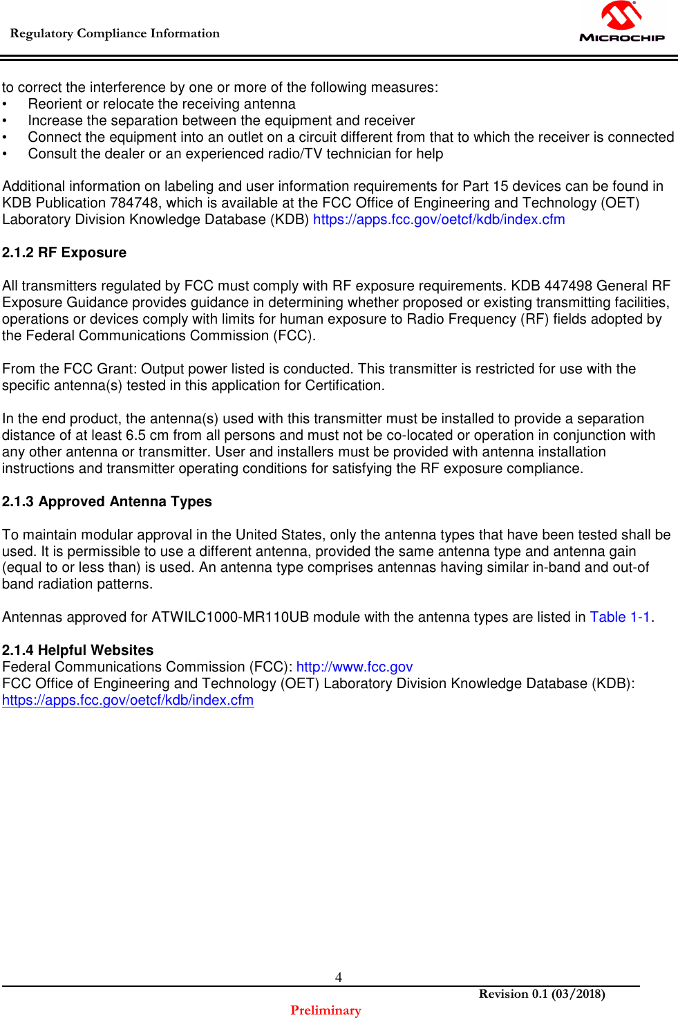 Page 5 of MICROCHIP TECHNOLOGY ATWILC1000U Modular Transmitter User Manual Manual OEM Installation