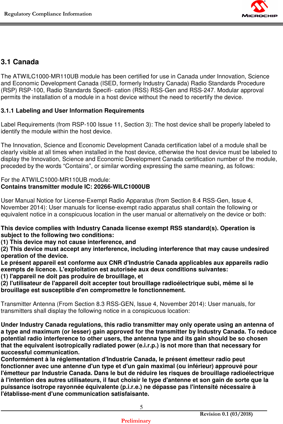 Page 6 of MICROCHIP TECHNOLOGY ATWILC1000U Modular Transmitter User Manual Manual OEM Installation