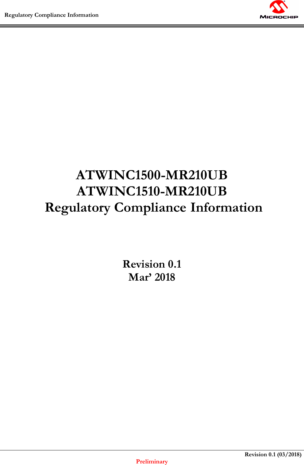Page 1 of MICROCHIP TECHNOLOGY ATWINC1500U Modular Transmitter User Manual Manual OEM Installation