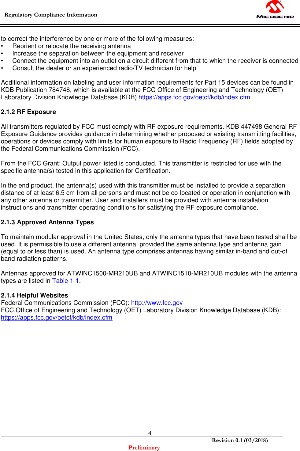 Page 5 of MICROCHIP TECHNOLOGY ATWINC1500U Modular Transmitter User Manual Manual OEM Installation