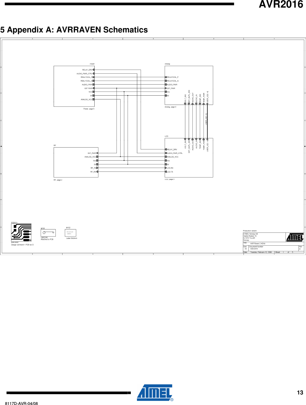   AVR2016     13 8117D-AVR-04/08 5 Appendix A: AVRRAVEN Schematics  
