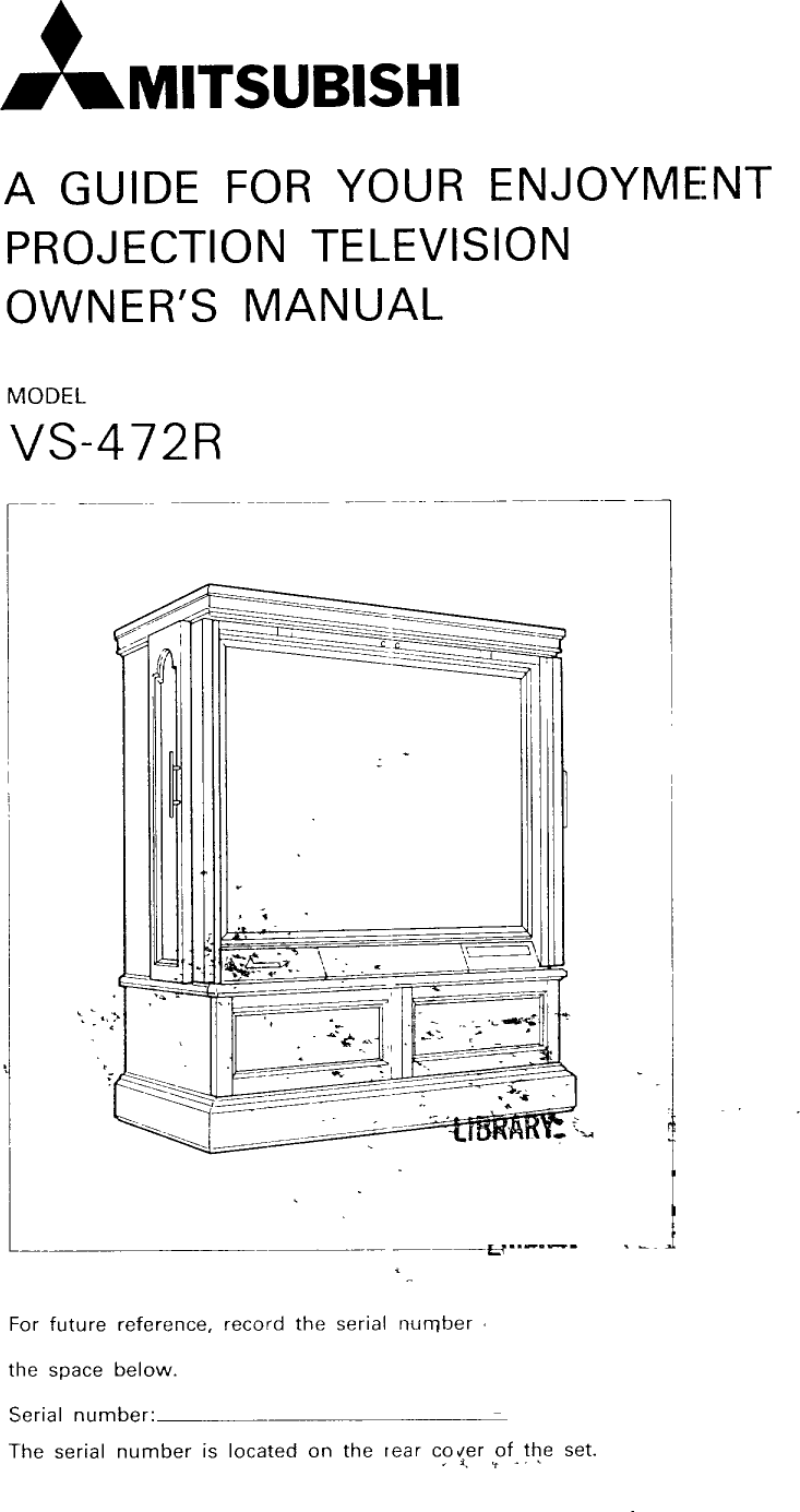 MITSUBISHI Projection/Digital 42 And Above TV Manual 98020011