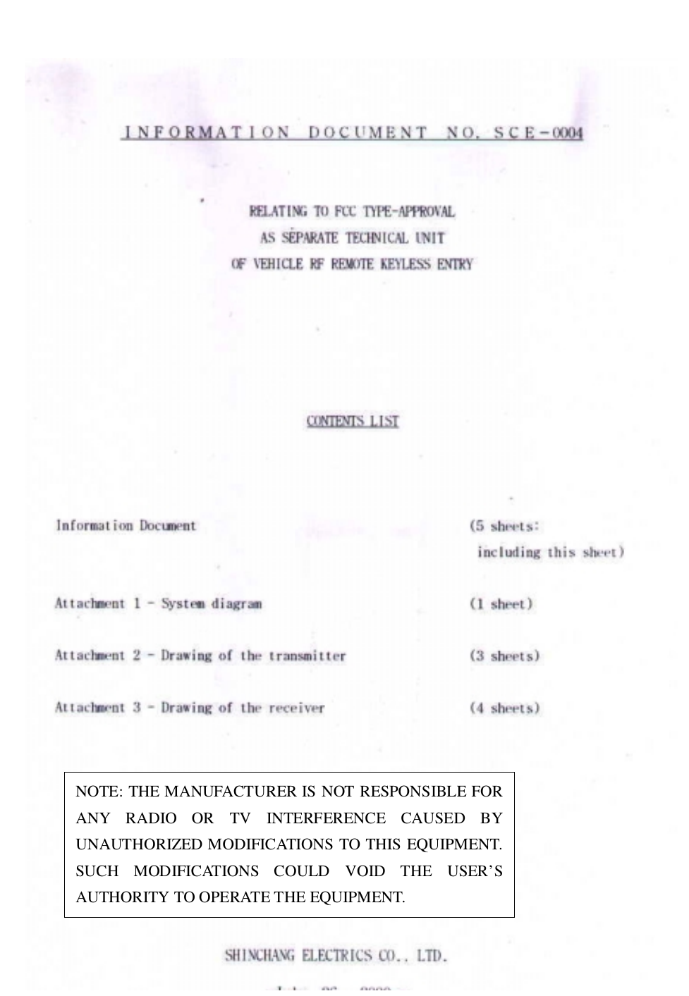 NOTE: THE MANUFACTURER IS NOT RESPONSIBLE FORANY RADIO OR TV INTERFERENCE CAUSED BYUNAUTHORIZED MODIFICATIONS TO THIS EQUIPMENT.SUCH MODIFICATIONS COULD VOID THE USER’SAUTHORITY TO OPERATE THE EQUIPMENT.