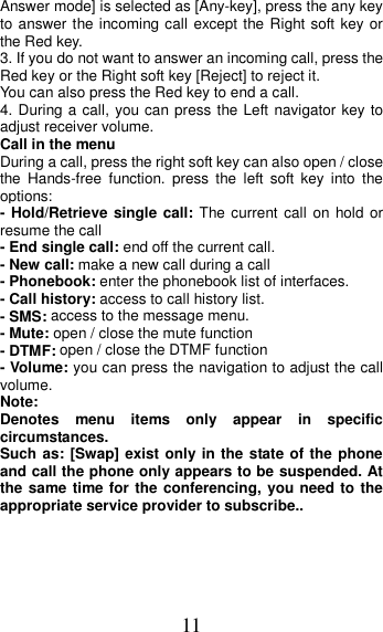 Page 11 of MOBIWIRE MOBILES HW3020 3G feature phone User Manual U M