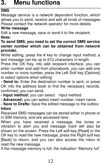 Page 12 of MOBIWIRE MOBILES HW3020 3G feature phone User Manual U M