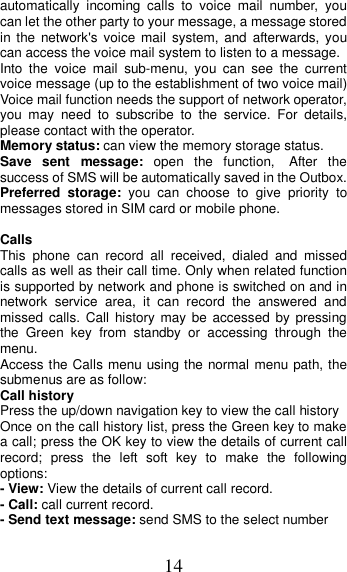 Page 14 of MOBIWIRE MOBILES HW3020 3G feature phone User Manual U M