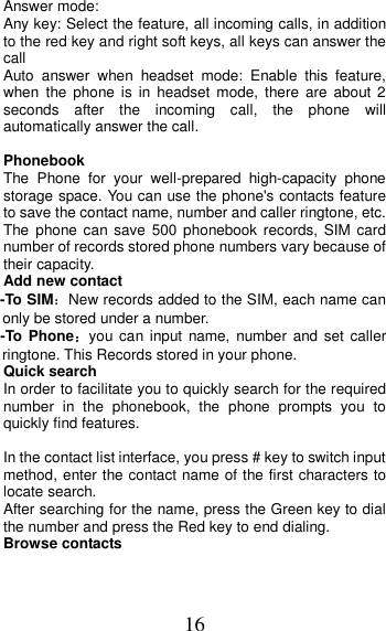 Page 16 of MOBIWIRE MOBILES HW3020 3G feature phone User Manual U M