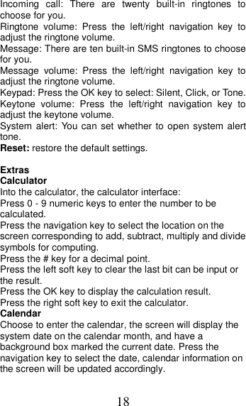 Page 18 of MOBIWIRE MOBILES HW3020 3G feature phone User Manual U M