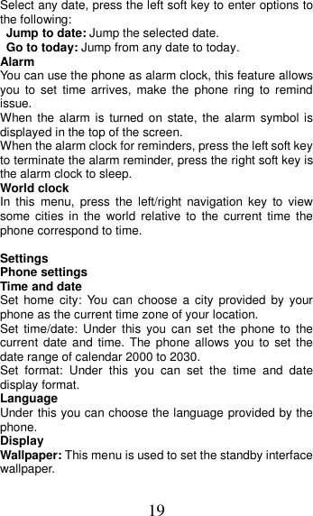 Page 19 of MOBIWIRE MOBILES HW3020 3G feature phone User Manual U M