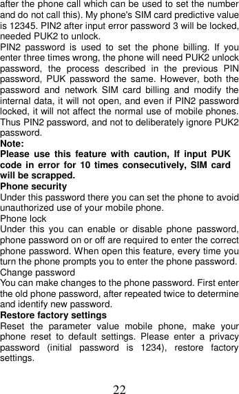 Page 22 of MOBIWIRE MOBILES HW3020 3G feature phone User Manual U M