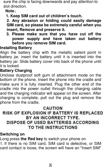 Page 8 of MOBIWIRE MOBILES HW3020 3G feature phone User Manual U M