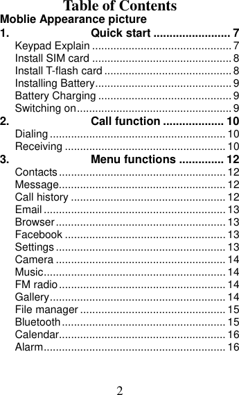 Page 2 of MOBIWIRE MOBILES OWNF1313 3G Smart Feature Phone User Manual