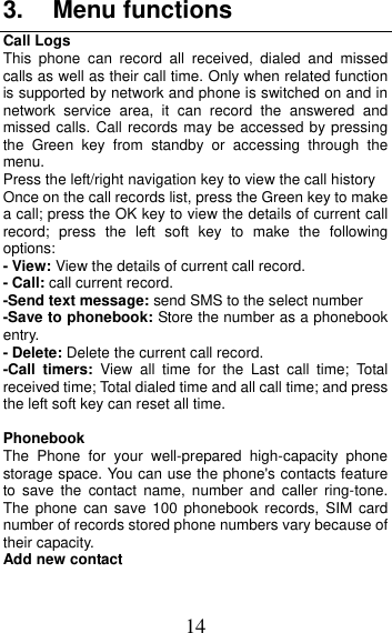 Page 14 of MOBIWIRE MOBILES S241 2G Feature Phone User Manual 