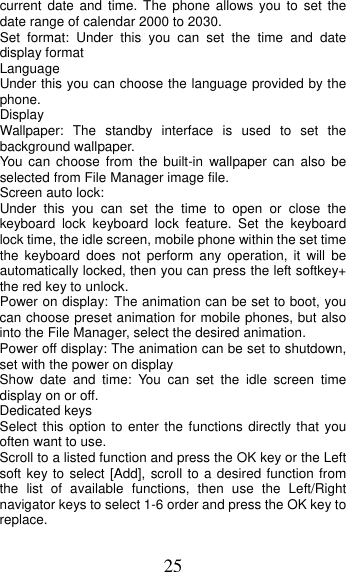 Page 25 of MOBIWIRE MOBILES S241 2G Feature Phone User Manual 