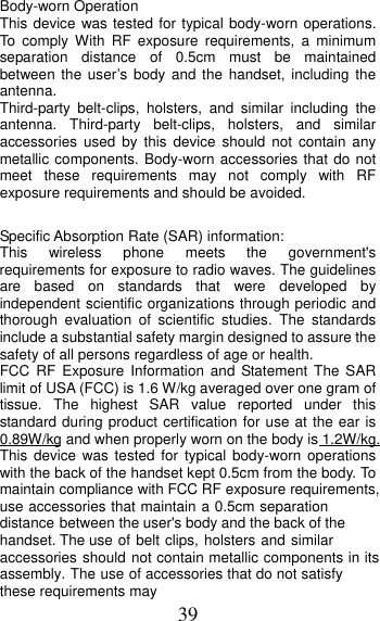 Page 39 of MOBIWIRE MOBILES S241 2G Feature Phone User Manual 