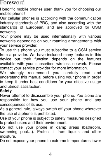 Page 4 of MOBIWIRE MOBILES S241 2G Feature Phone User Manual 