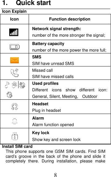 Page 8 of MOBIWIRE MOBILES S241 2G Feature Phone User Manual 