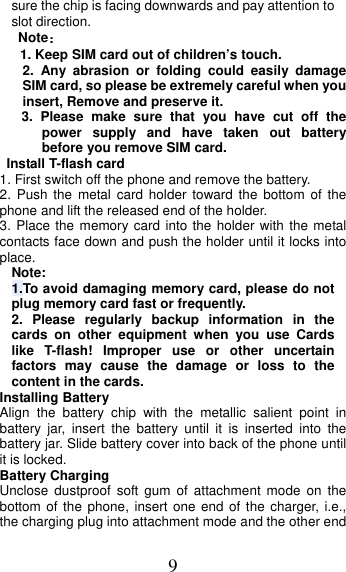 Page 9 of MOBIWIRE MOBILES S241 2G Feature Phone User Manual 
