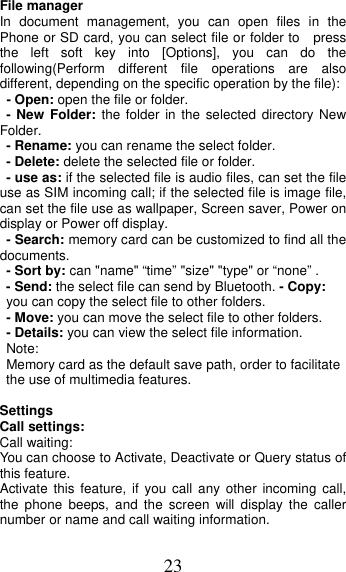 Page 23 of MOBIWIRE MOBILES S241 2G Feature Phone User Manual