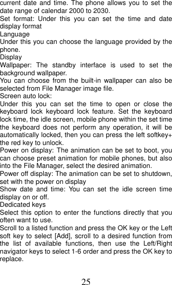 Page 25 of MOBIWIRE MOBILES S241 2G Feature Phone User Manual