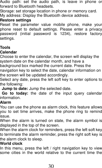 Page 30 of MOBIWIRE MOBILES S241 2G Feature Phone User Manual