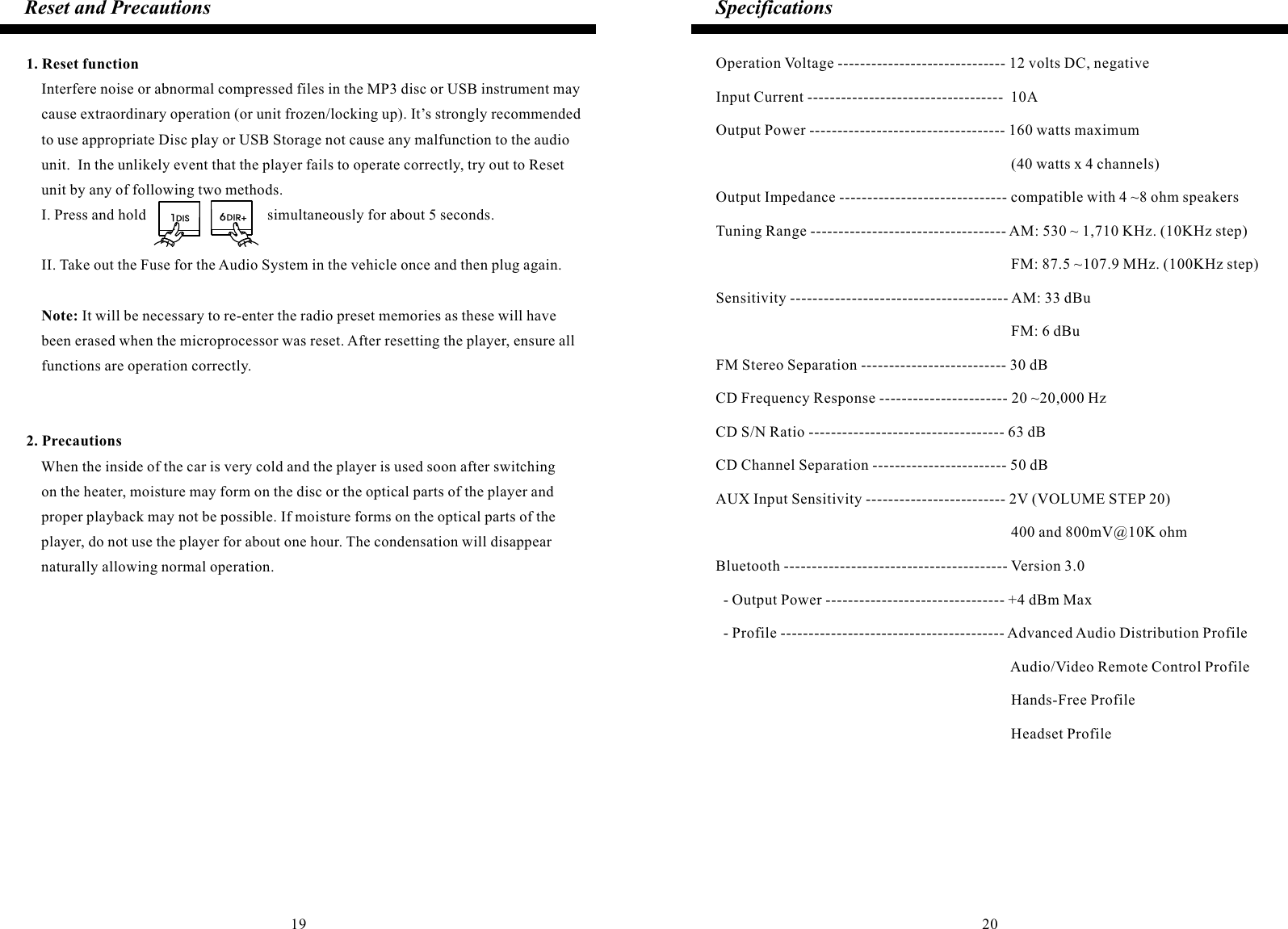 Page 11 of MOTREX MTXA300BA Car Audio System User Manual A 3010 English