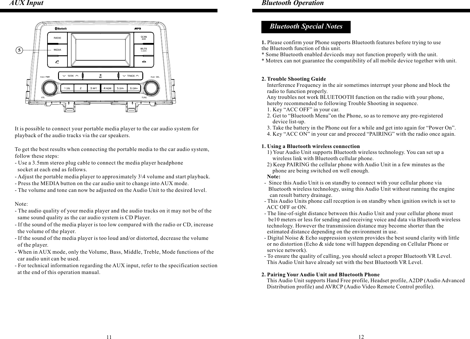 Page 7 of MOTREX MTXA300JA Car Audio System User Manual A 3080 English