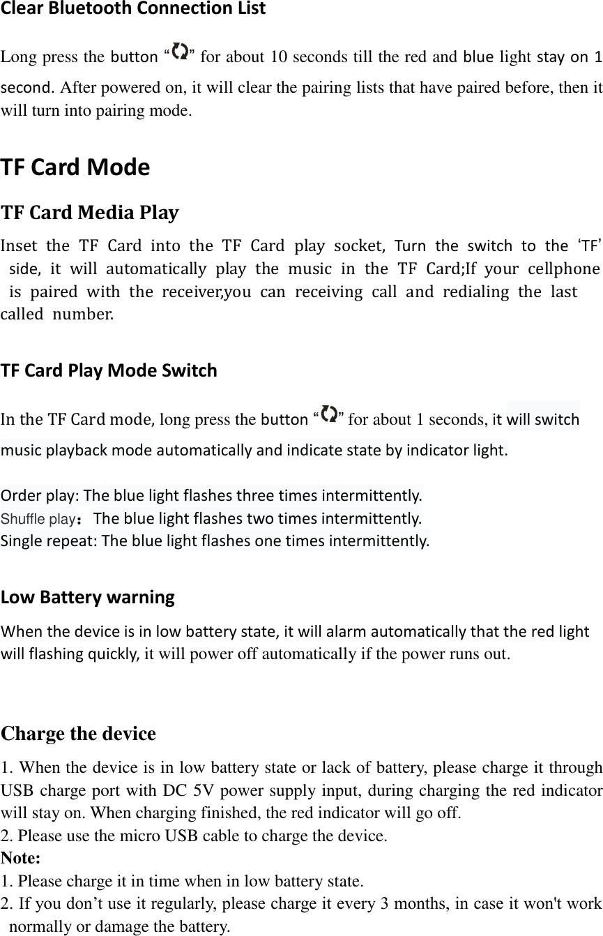 Page 4 of MPOW TECHNOLOGY BH182A Bluetooth music receiver User Manual 