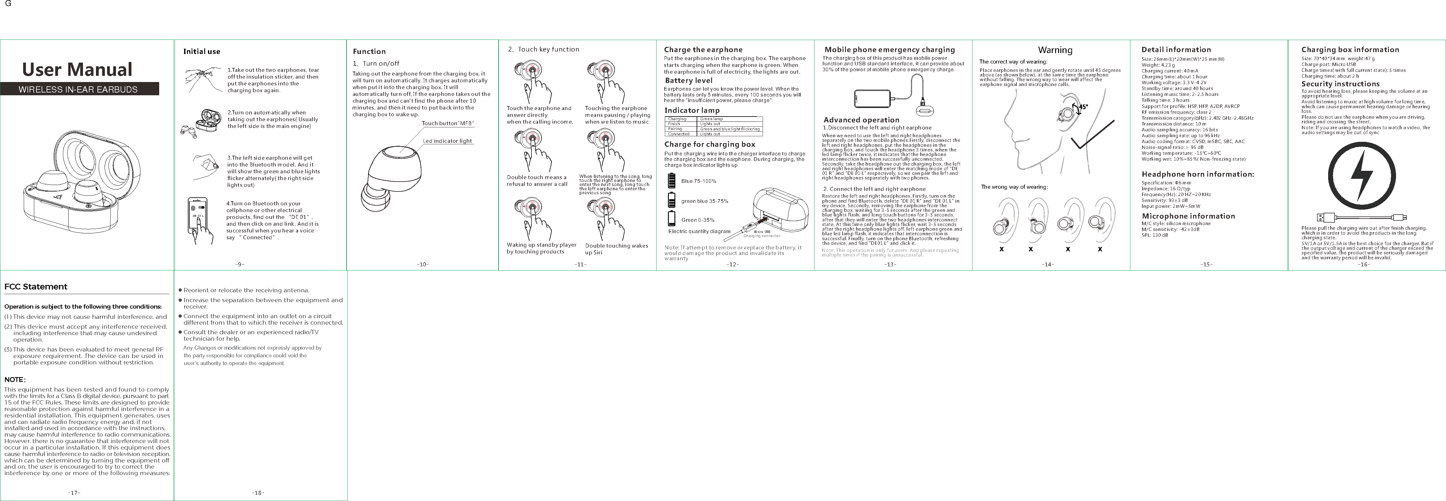 MPOW TECHNOLOGY BH333A WIRELESS INEAR EARBUDS User Manual DE01 2 VER1 0