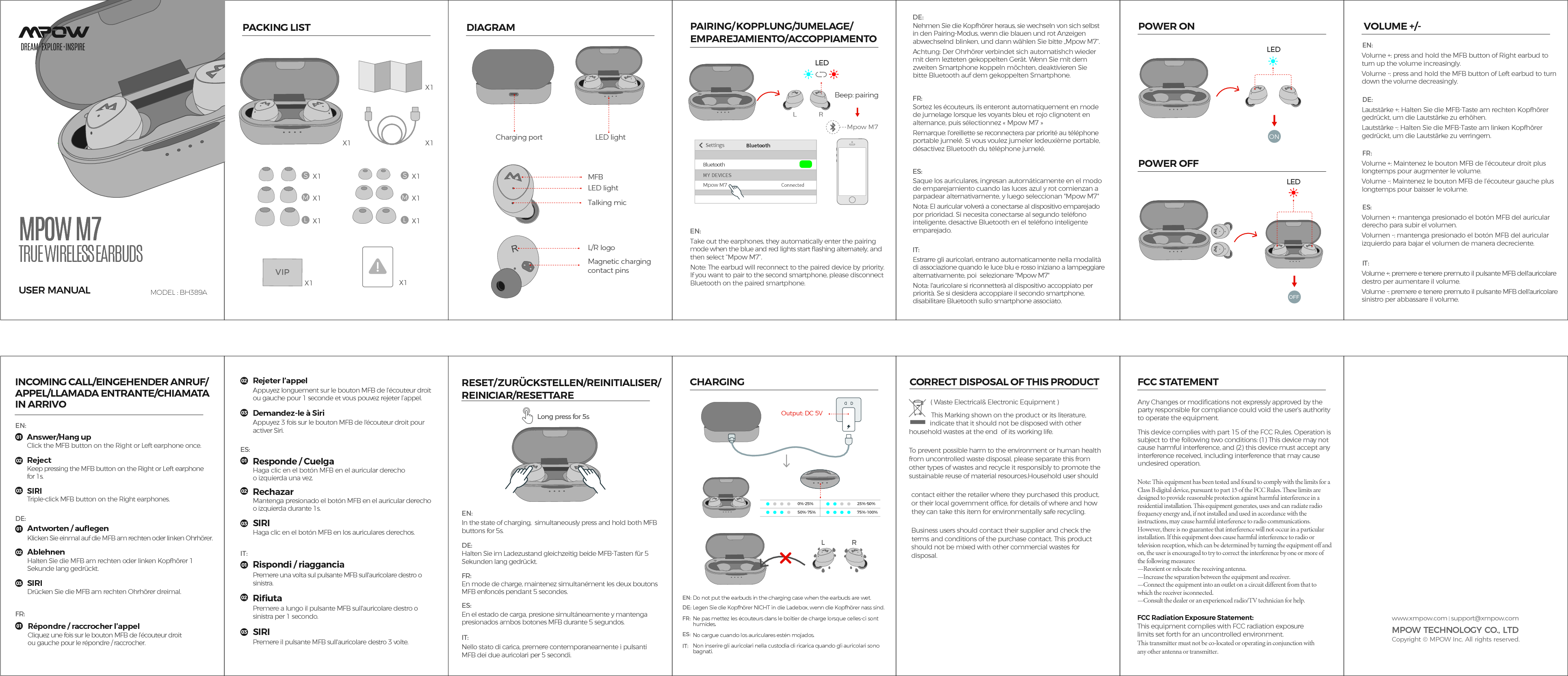 MPOW TECHNOLOGY BH389A True Wireless Earbuds User Manual MPBH389AB v01