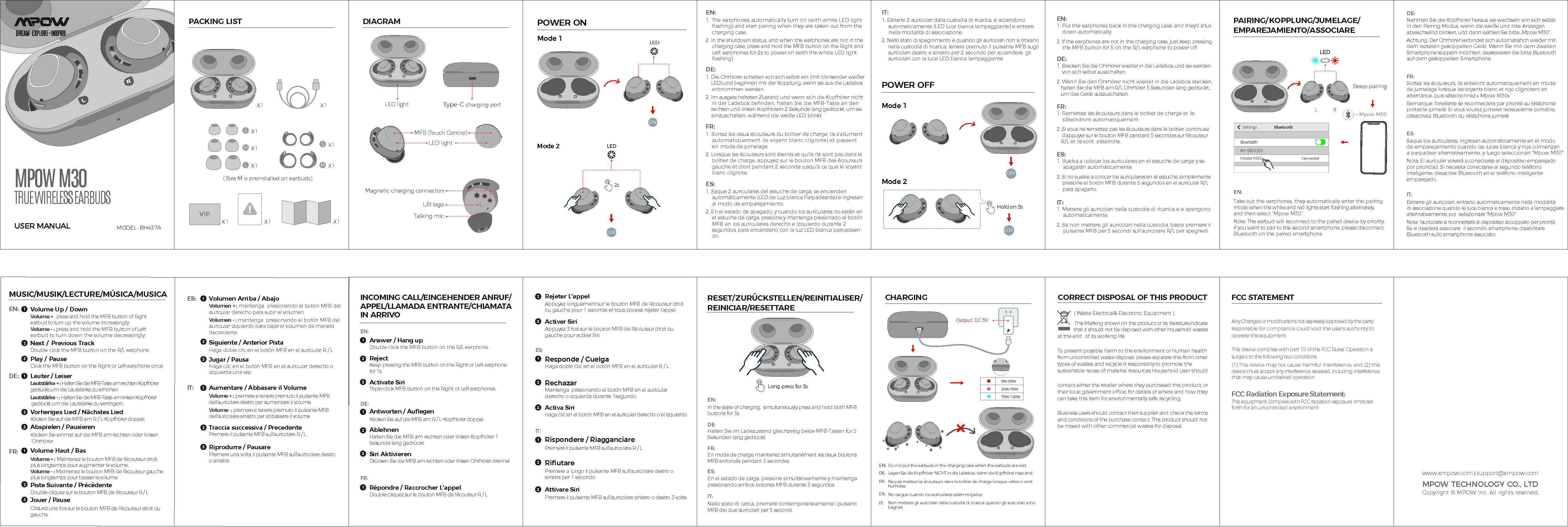 MPOW TECHNOLOGY BH437A1 TRUE WIRELESS EARBUDS User Manual MPBH437AB