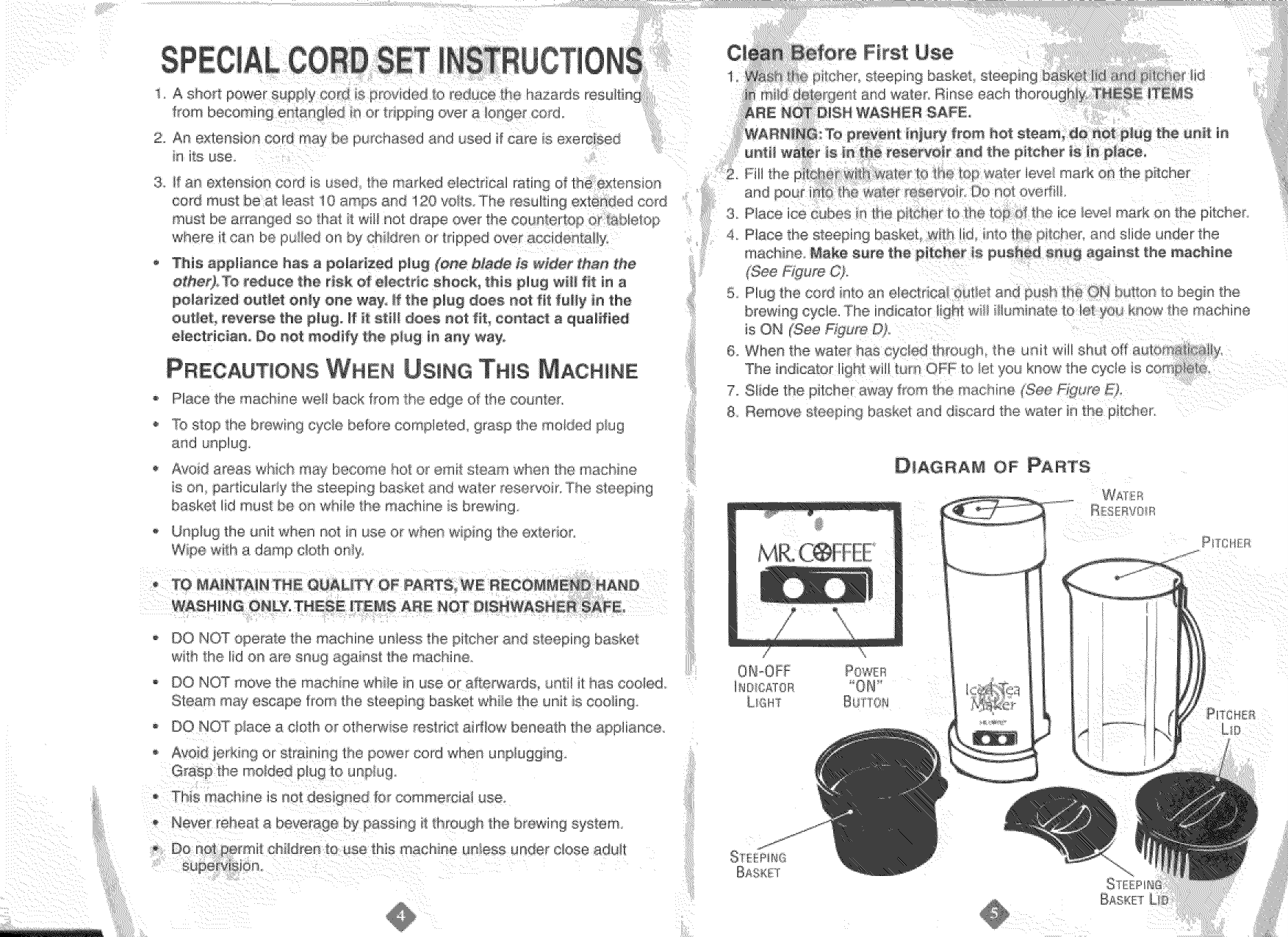 Page 3 of 7 - MR  COFFEE Coffee/Tea Maker Manual L0906218
