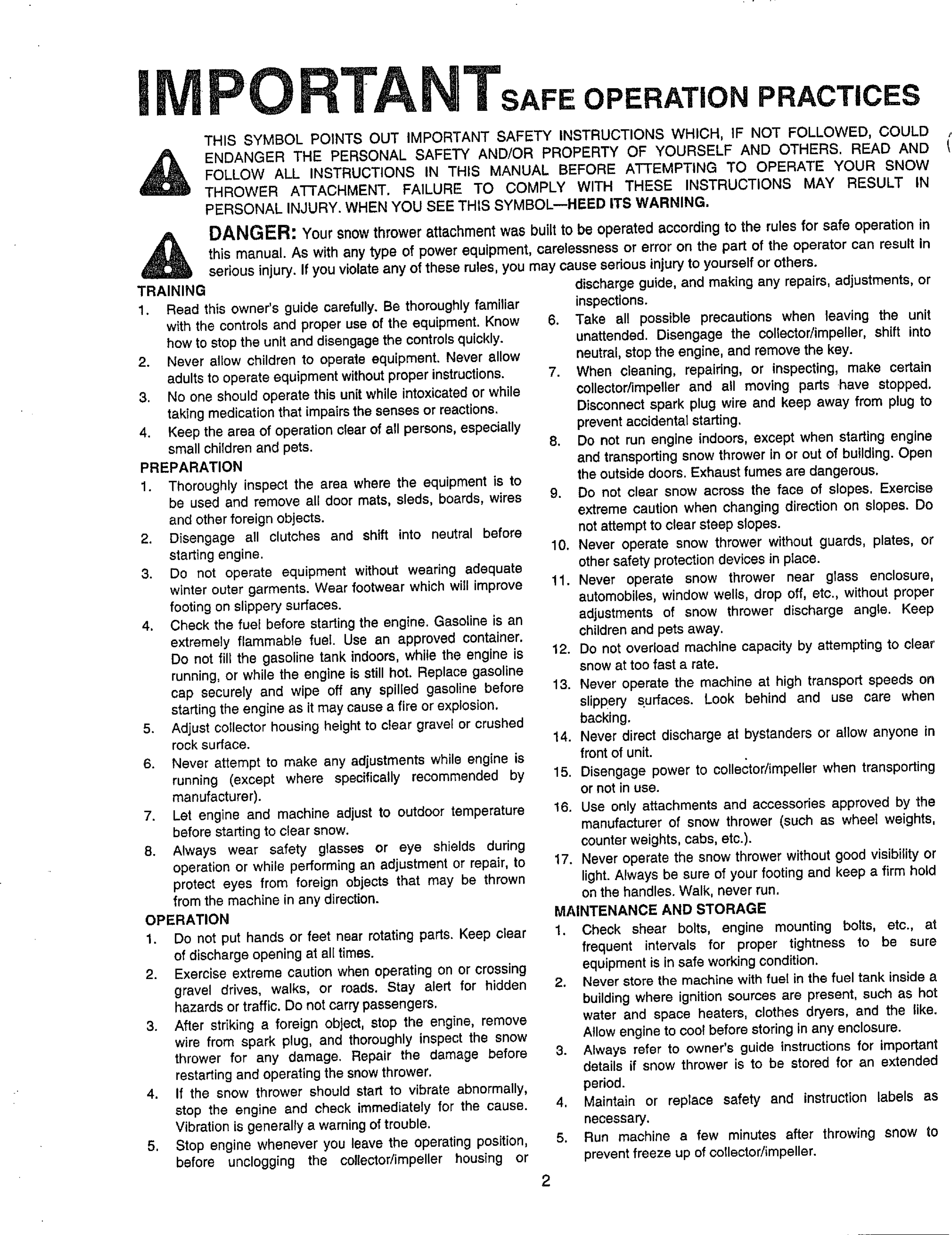 Page 2 of 6 - MTD 190-624-000 User Manual  SNOW THROWER ATTACHMENT - Manuals And Guides WL000151