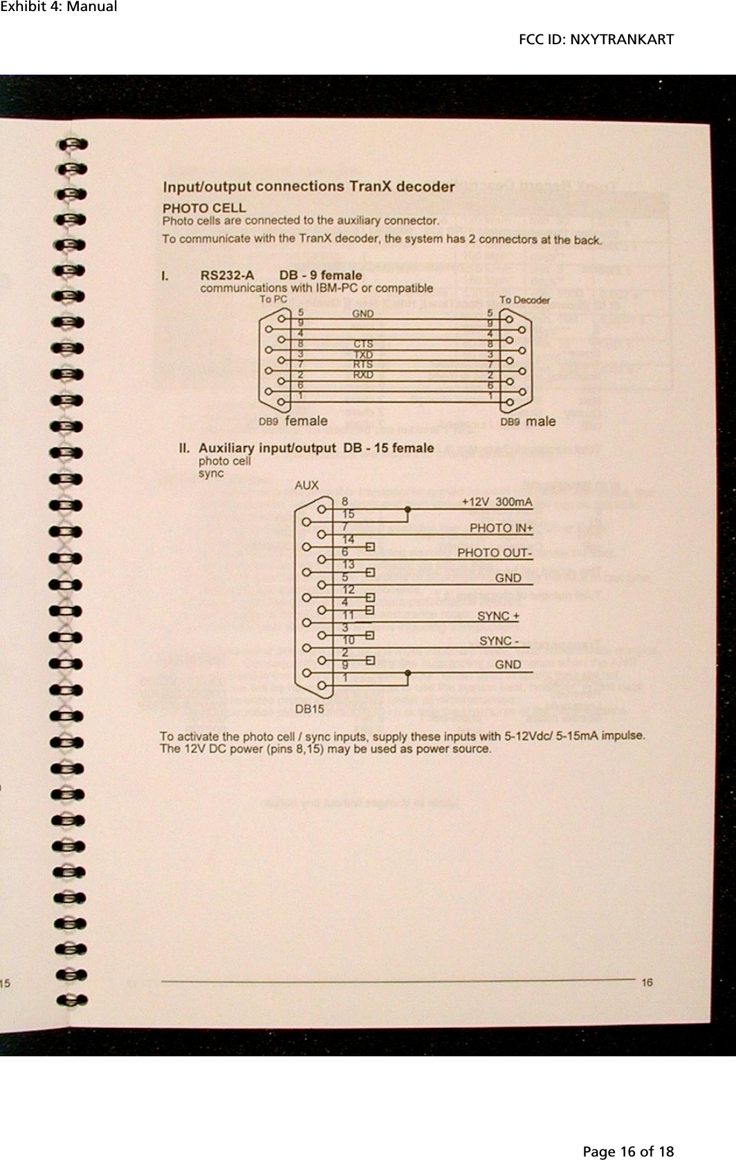 Exhibit 4: ManualFCC ID: NXYTRANKARTPage 16 of 18