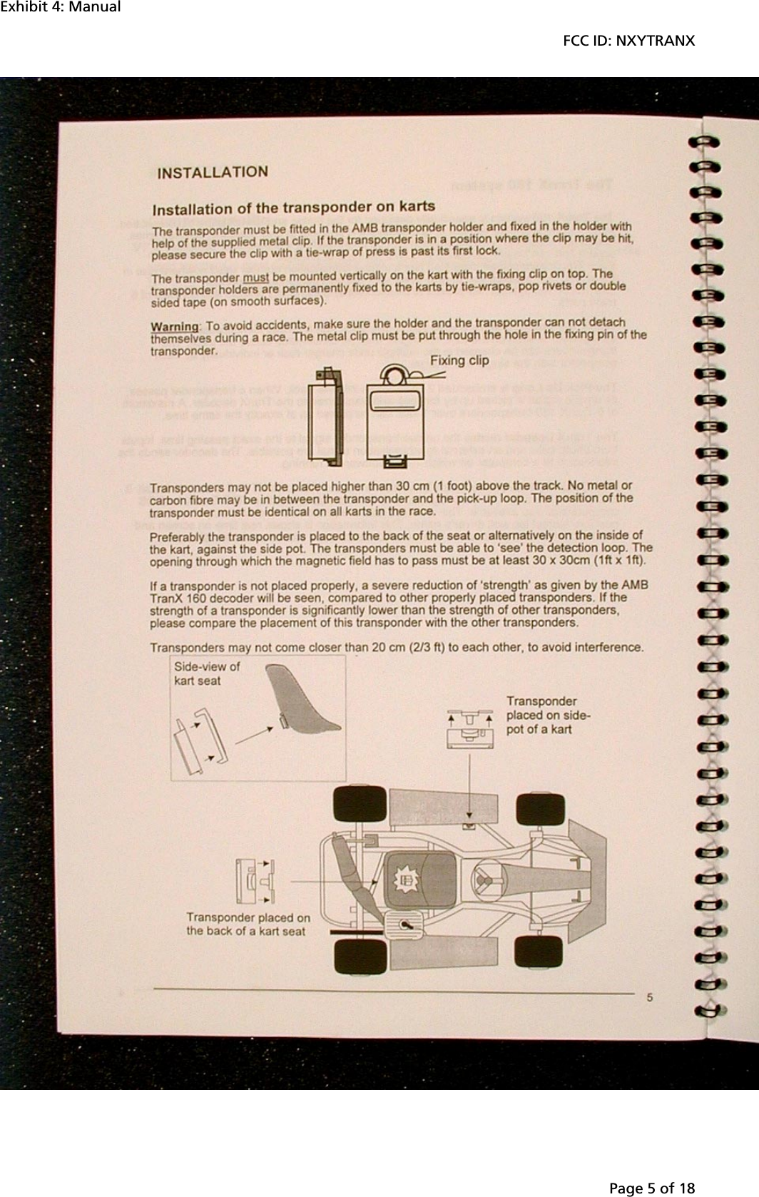 Exhibit 4: ManualFCC ID: NXYTRANXPage 5 of 18