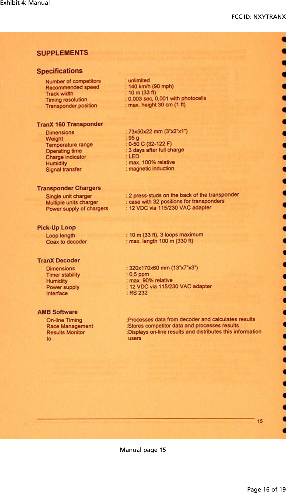 Exhibit 4: ManualFCC ID: NXYTRANXPage 16 of 19Manual page 15