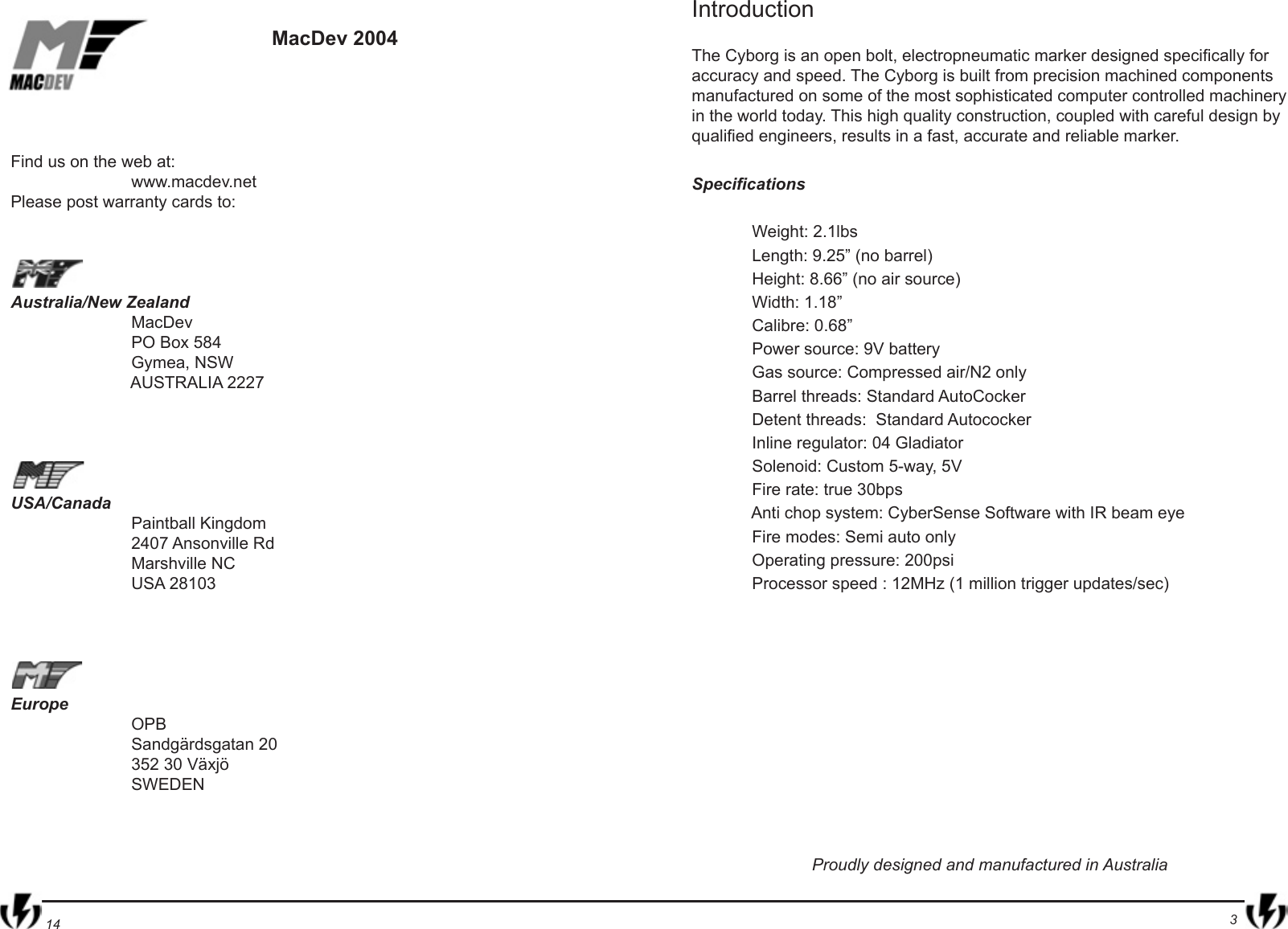 Page 3 of 8 - Macdev Macdev-Cyborg-V1-02-Users-Manual-  Macdev-cyborg-v1-02-users-manual