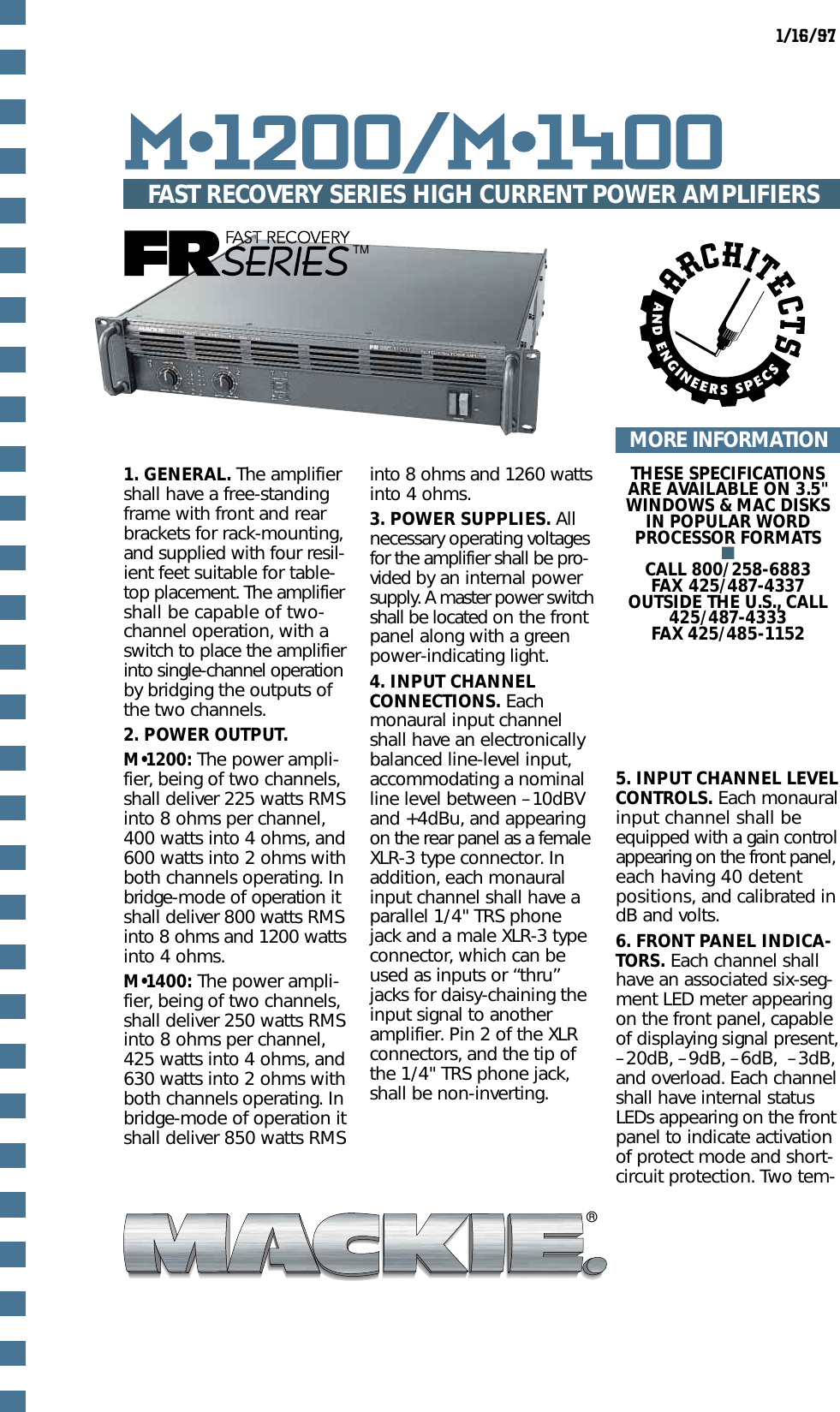 mackie m1400 specs